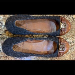 Tory Burch Ambrose Leather & Wool Ballet Flats size 9